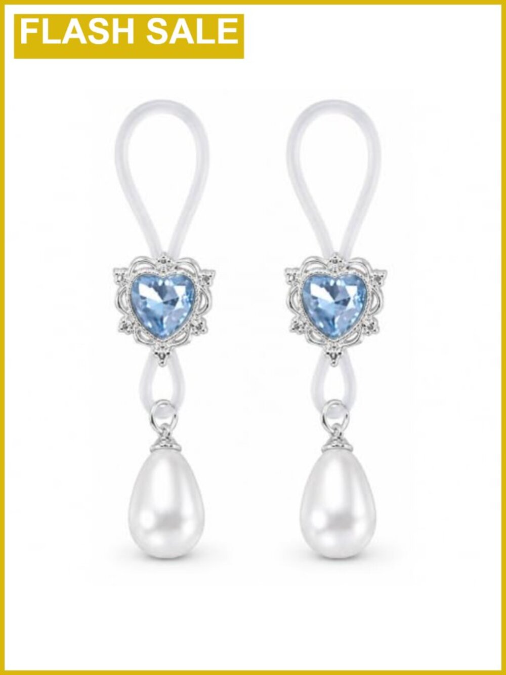 Non Piercing Nipple Rings for Women, Heart CZ Pearl Body Jewelry, Adjustable